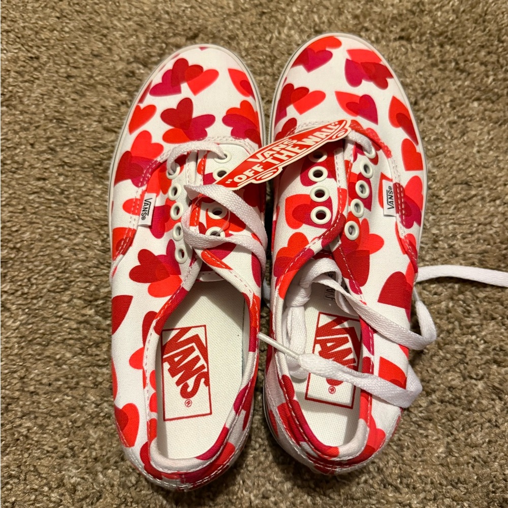 Vans Heart Print Sneakers - Red and White